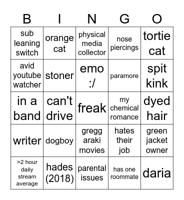 framkie Bingo Card