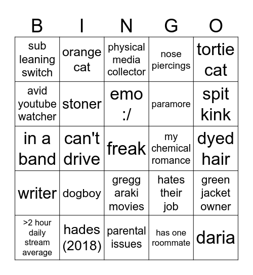 framkie Bingo Card