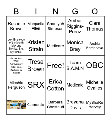 Team B.A.M.N Engagement Bingo Card