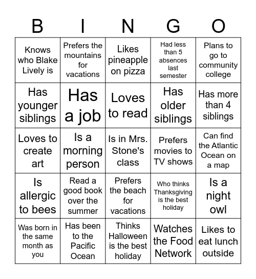 Find Someone Who... Bingo Card