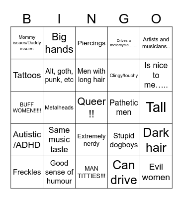 I WONT THEM Bingo Card