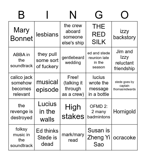 our flag means death season 2 bingo Card