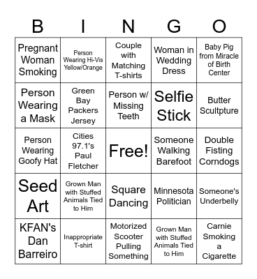 Minnesota State Fair Bingo Card