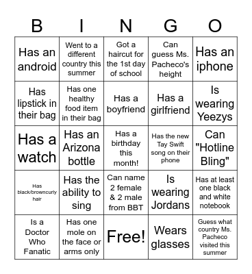 Ice-Ice Breaker! Bingo Card