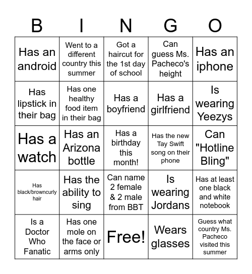 Ice-Ice Breaker! Bingo Card