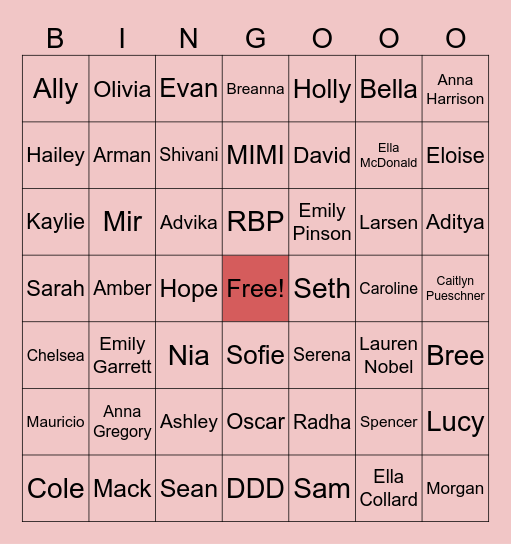 oxford bingo 2.0 Bingo Card