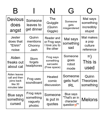 Envoria Bingo Card
