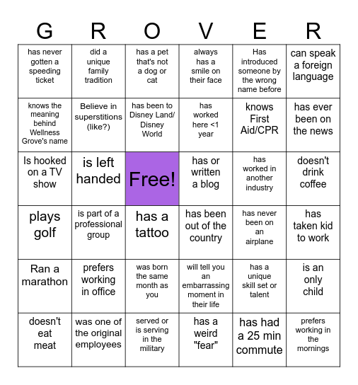 FIND SOMEONE WHO... Bingo Card