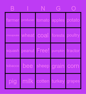 Agriscience Bingo Card