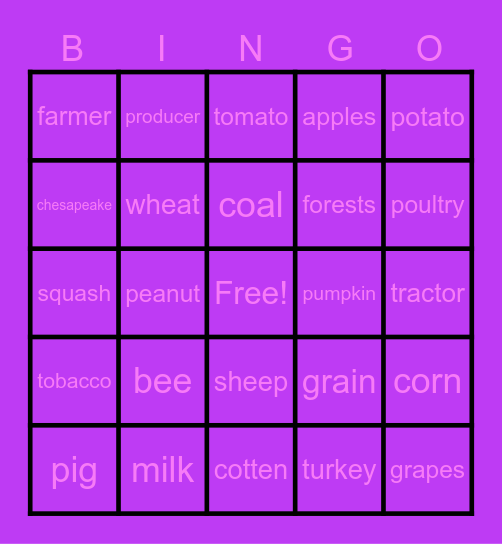 Agriscience Bingo Card