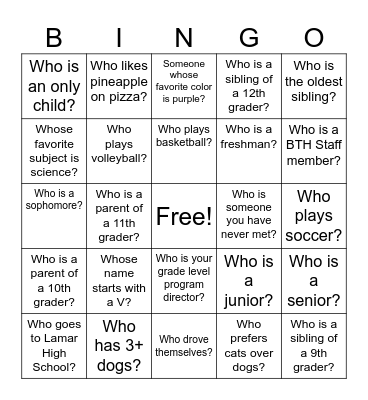 Welcome to BTH College Bound!! Bingo Card