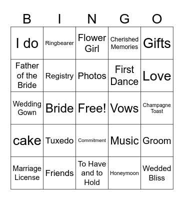 BRIDAL BINGO Card