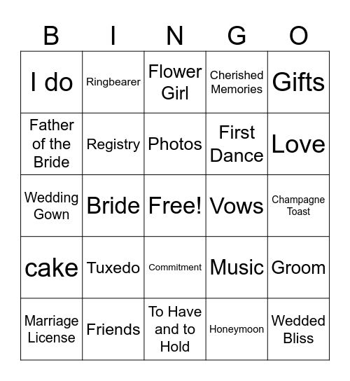 BRIDAL BINGO Card