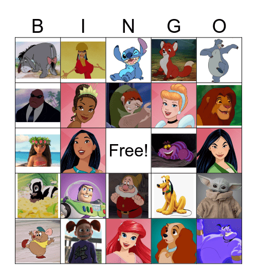 Disney Character Bingo Card