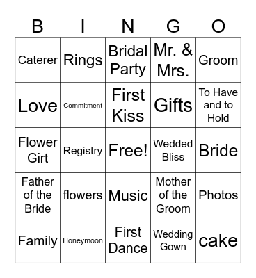 BRIDAL BINGO Card