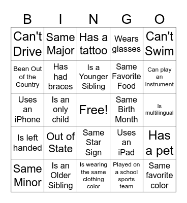 CUNY Brookdale Icebreaker Bingo Card