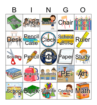 Back to School Bingo Card