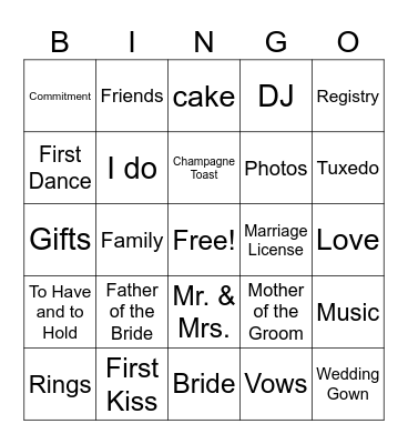 BRIDAL BINGO Card