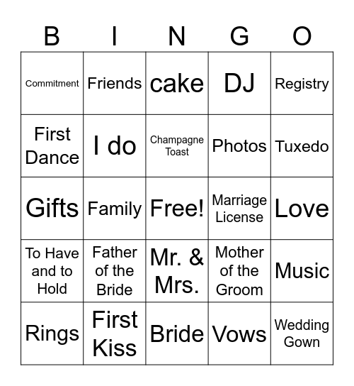 BRIDAL BINGO Card