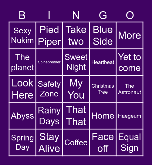 @abcharlieee Bingo Card