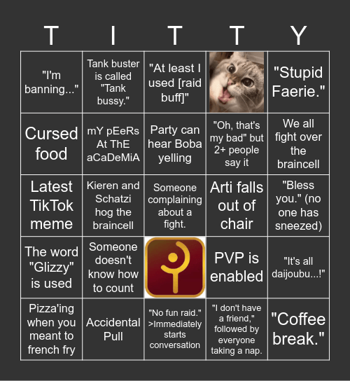 Titty Party Bingo Card