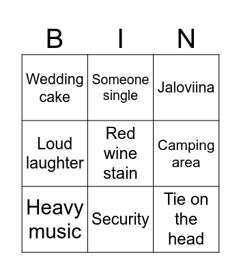 Hääfest Bingo Card