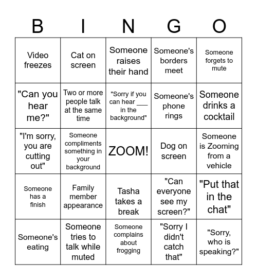 Zoomo Bingo Card