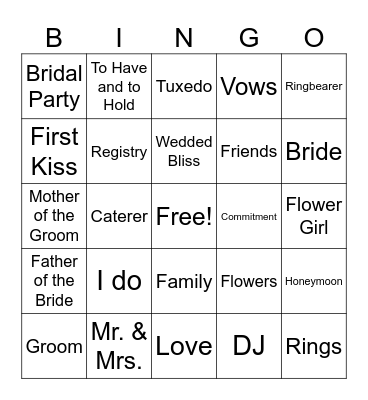 BRIDAL BINGO Card