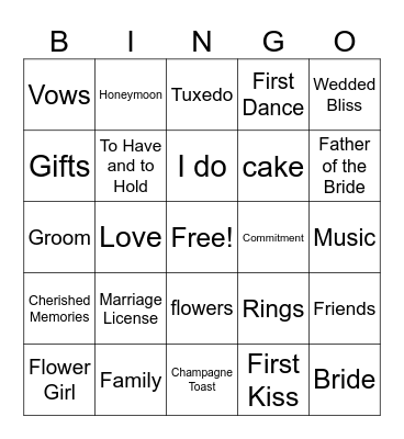 BRIDAL BINGO Card