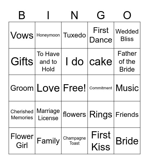 BRIDAL BINGO Card