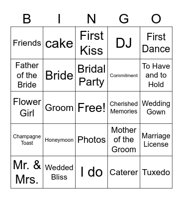 BRIDAL BINGO Card