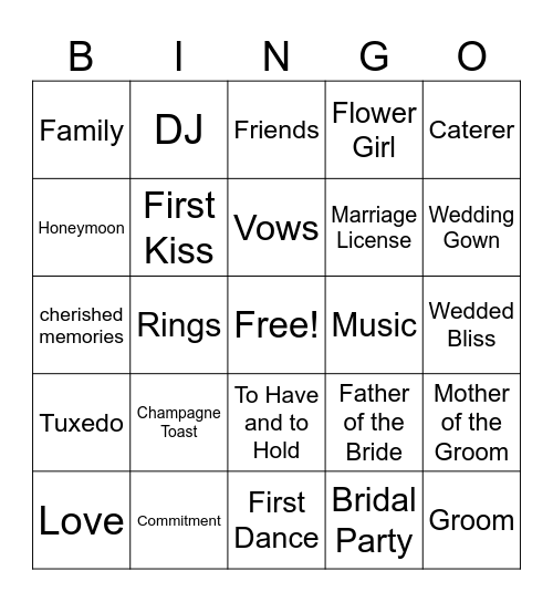 BRIDAL BINGO Card