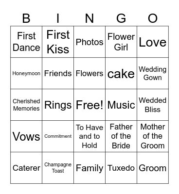 BRIDAL BINGO Card