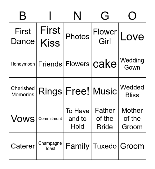 BRIDAL BINGO Card