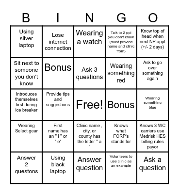 PSS BINGO Card