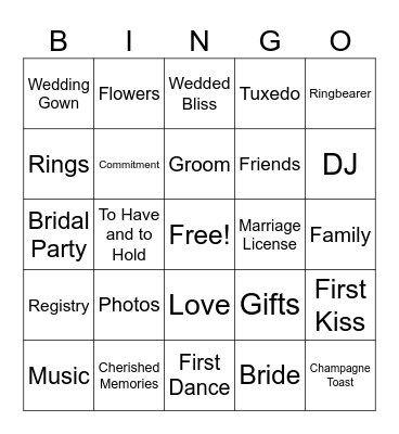 BRIDAL BINGO Card