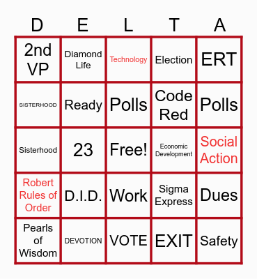 DELTA SIGMA THETA Bingo Card