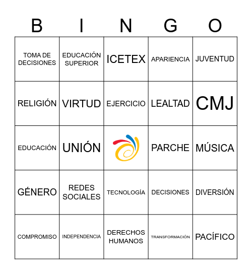 BINGO DE LA JUVENTUD Bingo Card