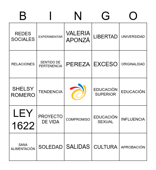 BINGO DE LA JUVENTUD Bingo Card