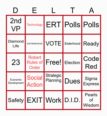 DELTA SIGMA THETA Bingo Card