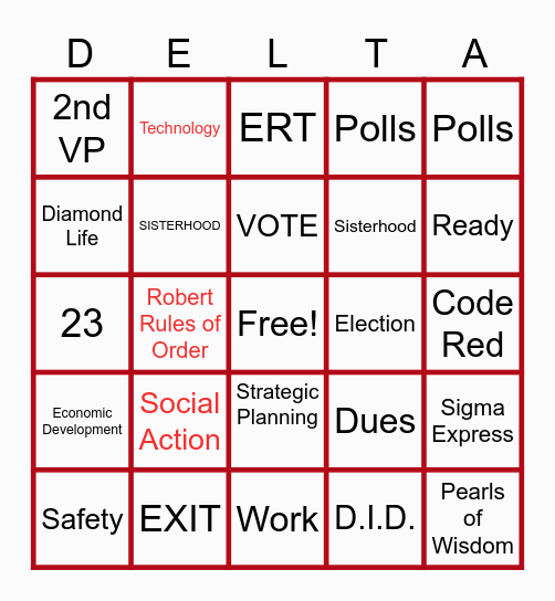 DELTA SIGMA THETA Bingo Card