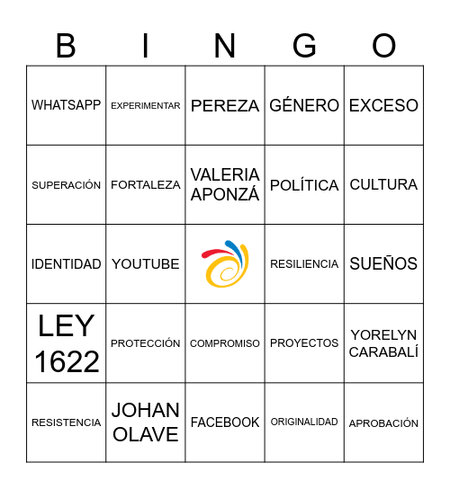 BINGO DE LA JUVENTUD Bingo Card