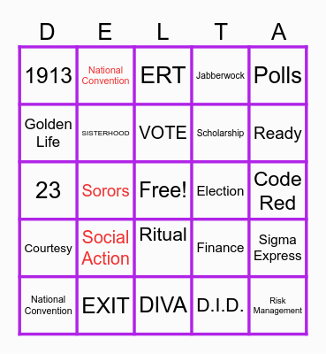 DELTA SIGMA THETA Bingo Card