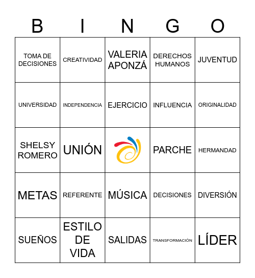 BINGO DE LA JUVENTUD Bingo Card