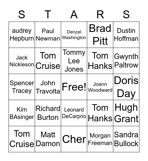Stars Bingo Card