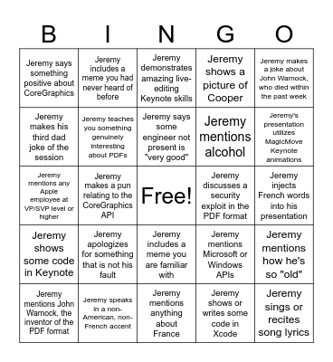 PDFs are Fun! Bingo Card