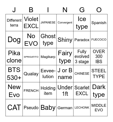 Scarlet and violet trade bingo Card