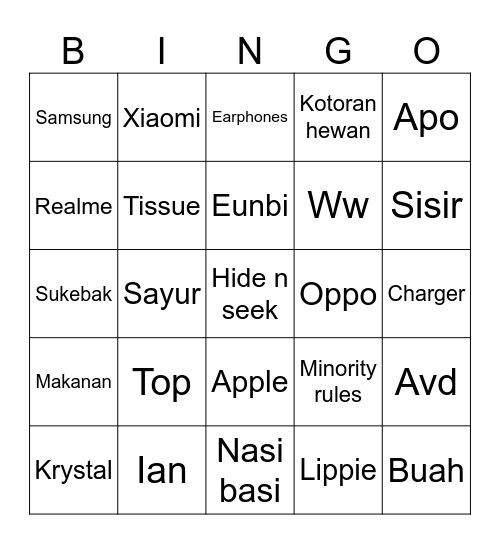 po Bingo Card