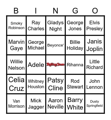 Rolling Stone Best Singers of All Time List Bingo Card