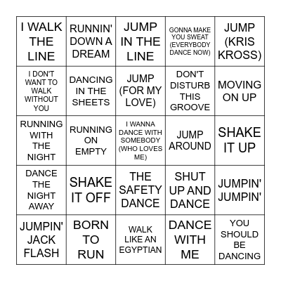 MOVE THAT BODY Bingo Card